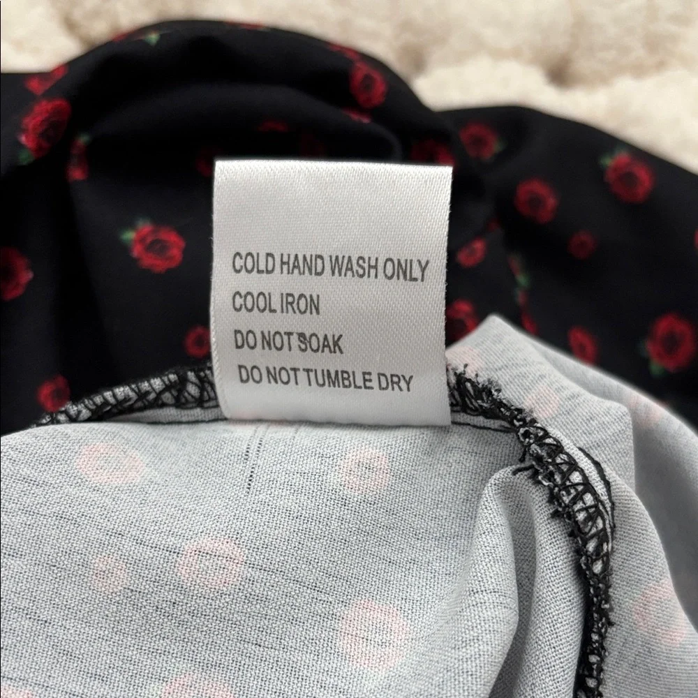 Princess Polly Black Mini Dress with Red Floral Pattern - Picture 7 of 7